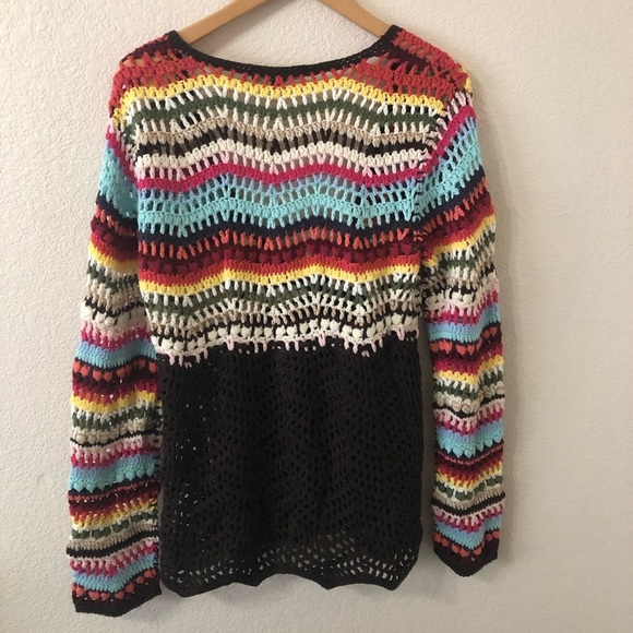 Boston Proper Crochet Knit Rainbow Baby Doll Cardigan Sweater - Size Small - Picture 5 of 9